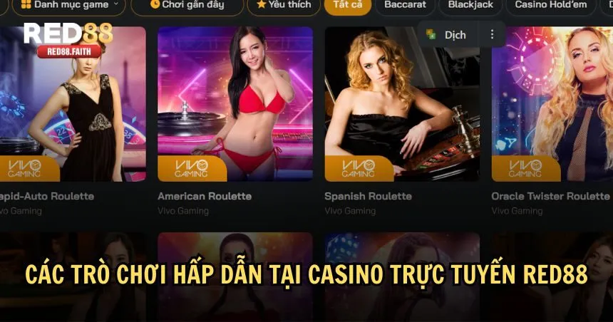 Thiên đường trò chơi tại casino trực tuyến RED88